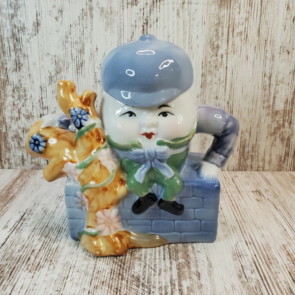 FEITX Humpty Dumpty Teapot Glazed Ceramic Children's Nursery Rhyme Decor
